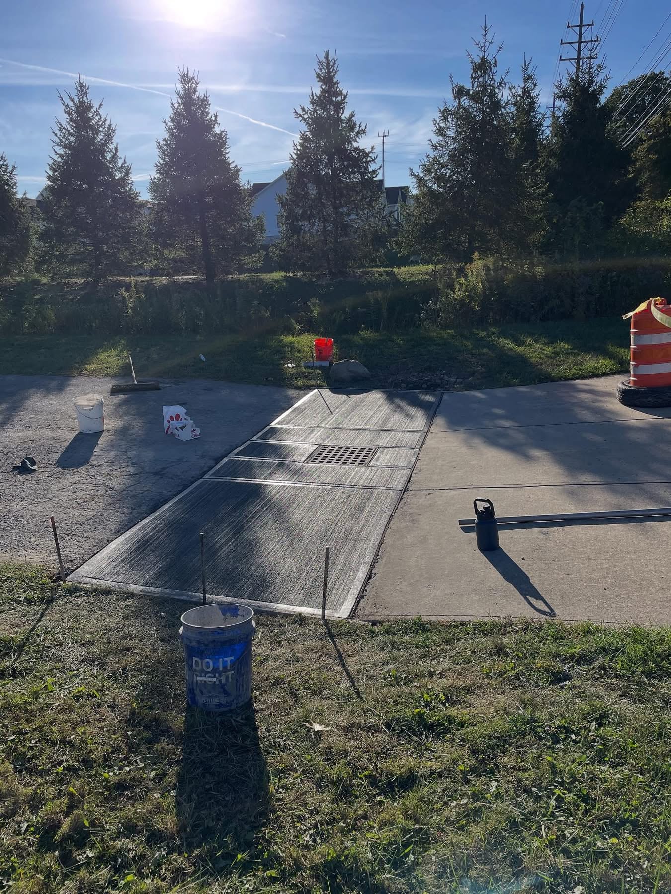 Freshly poured concrete driveway in Northeast Ohio