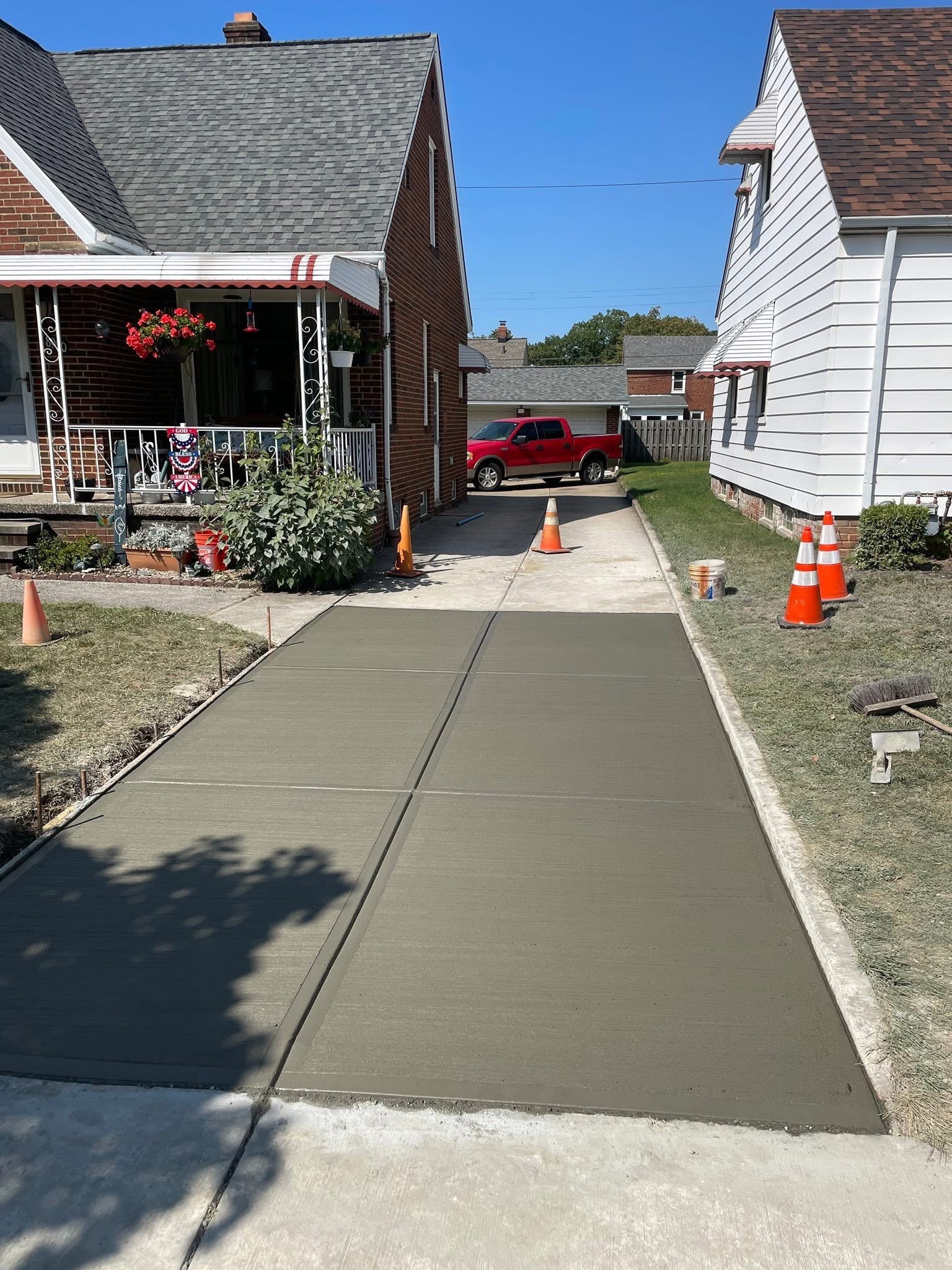 New concrete patio installation